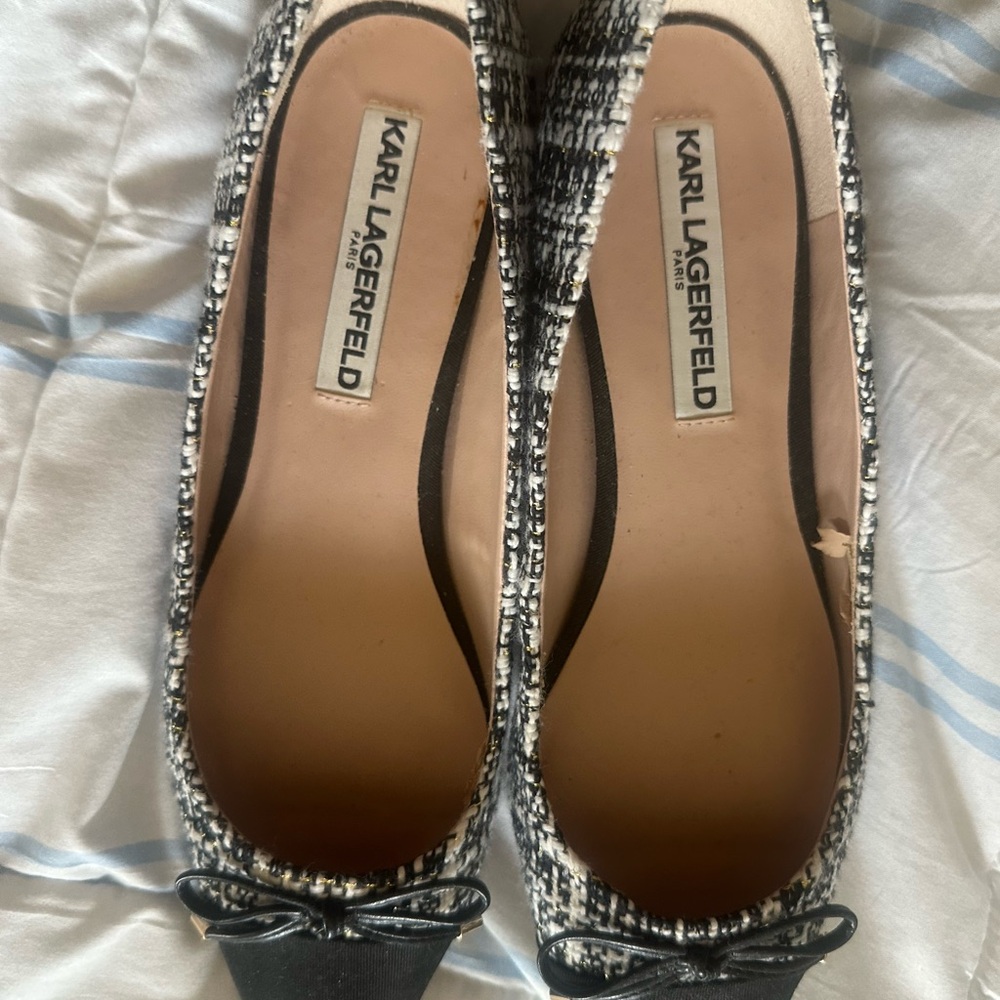 Karl Lagerfeld Tweed Black and White Flats